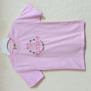 🌻 Aussie Tee Girls Pink Melbourne Embroidered Koala Short Sleeve Tee Size 6
